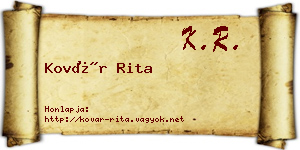 Kovár Rita névjegykártya