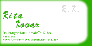 rita kovar business card